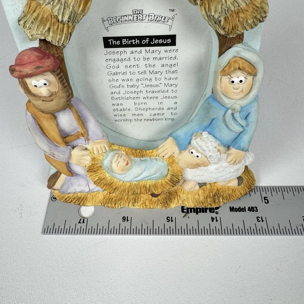 Vtg The Beginner's Bible Birth of Jesus Picture Photo Frame 3 x 4 Cast Art 90s